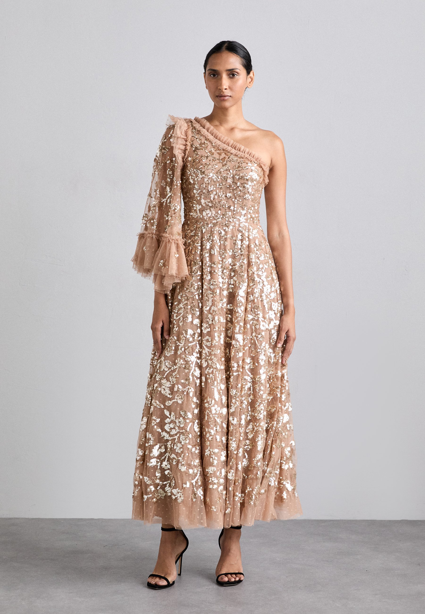 Needle & Thread FALLING LEAVES ONE SHOULDER ANKLE GOWN - Occasion wear -  caramel/gold-coloured - Zalando.co.uk