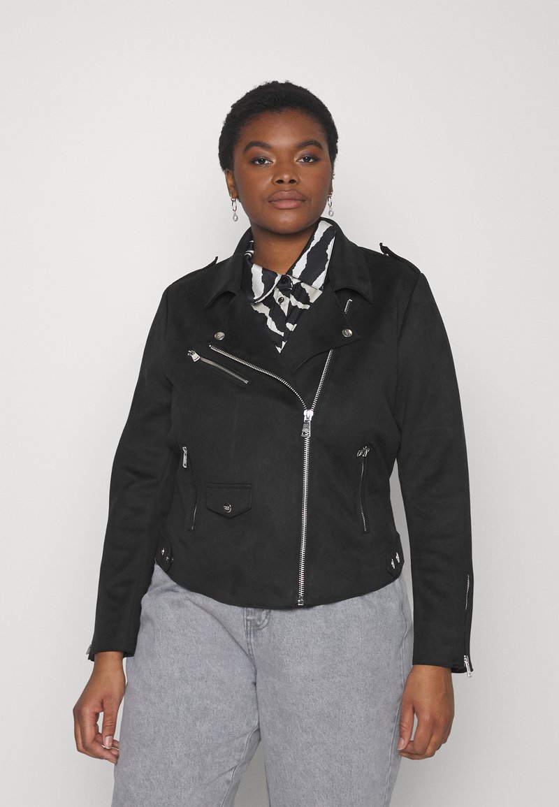 ONLY Carmakoma CARSHERRY BONDED Faux leather jacket black/shiny