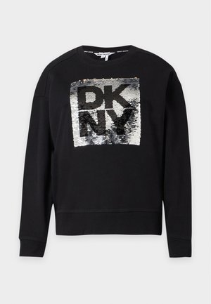 DKNY, STACKED SEQUIN LOGO - Суитшърт - black/silver-coloured