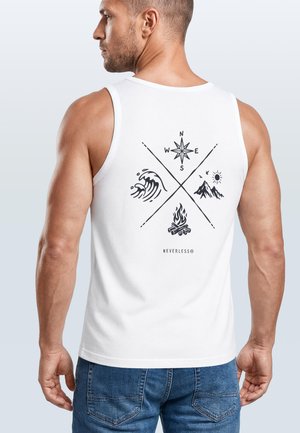 Neverless TANKTOP HERREN MIT GRAFIK-PRINT - NATURE COMPASS - TRÄGERSHIRT - Top - weiß