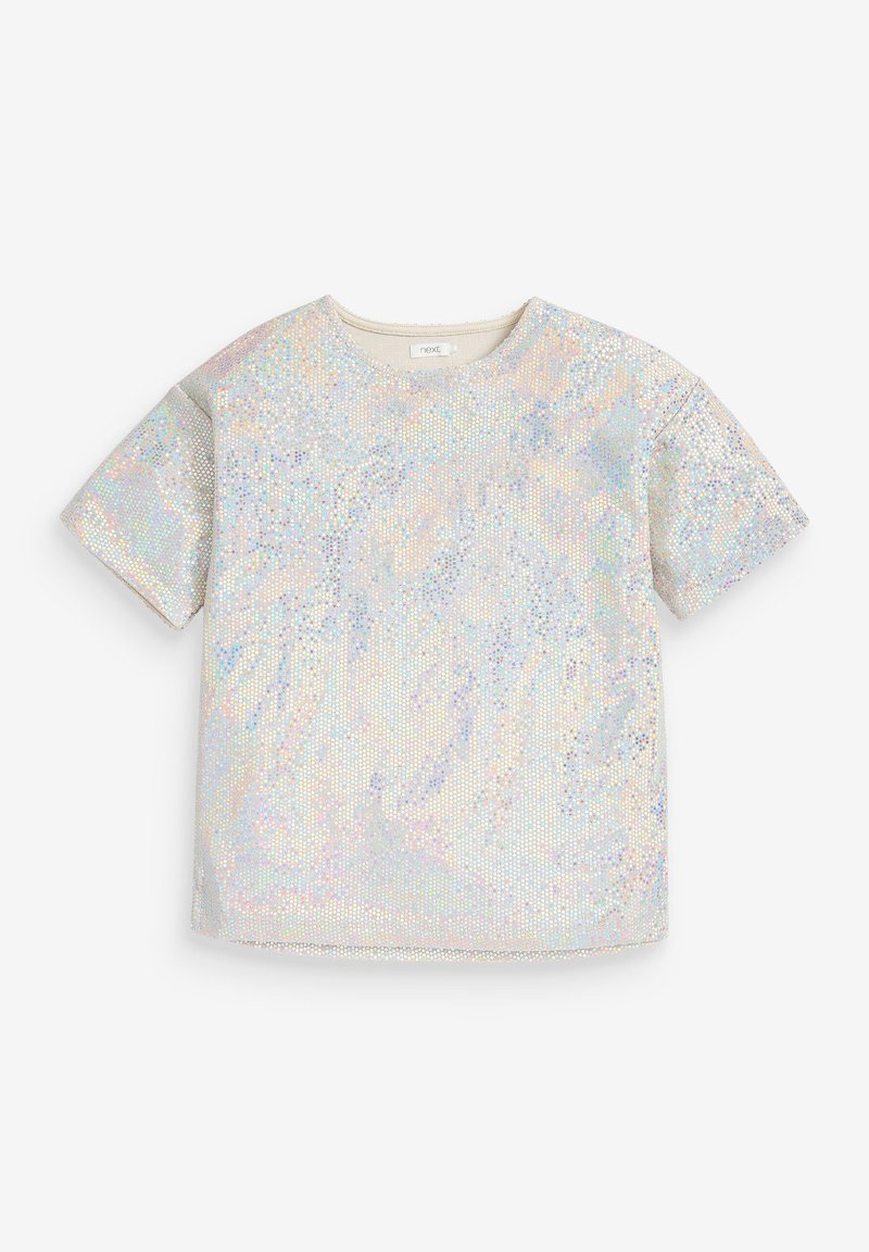 Next T-shirt print zilverkleurig