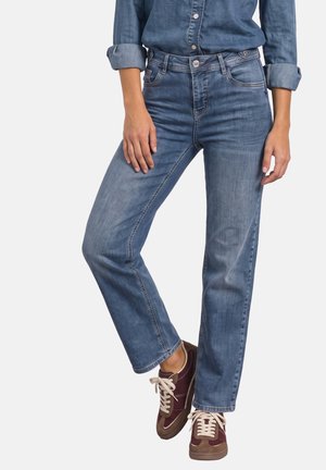 Street One, STRAIGHT LEG JEANS MIT KNOPFDETAILS - Straight leg jeans - medium blue random washed