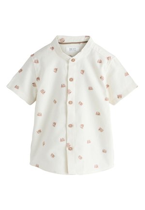 Next, REGULAR FIT - SHORT SLEEVE GRANDAD COLLAR PRINTED - Skjorter - ecru bear all over print