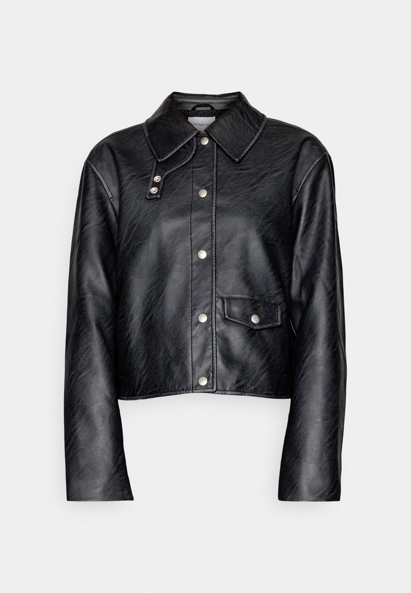 Calvin Klein Jeans Imitatieleren jas zwart