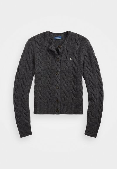 Polo Ralph Lauren CABLE KNIT WOOL CASHMERE CARDIGAN - Jopica - stadium grey heather