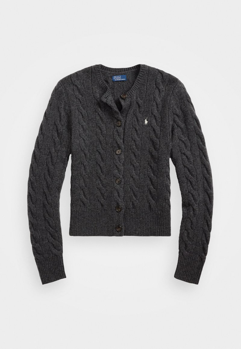 Polo Ralph Lauren CABLE KNIT WOOL CASHMERE CARDIGAN - Cardigan - stadium grey heather