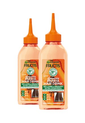 FRUCTIS HAIR DRINK PAPAYA RIPARATRICE, BALSAMO LAMELLARE CON RISCIACQUO EFFETTO ISTANTANEO CON ESTRATTO DI PAPAYA, 200ML - 2 PACK - Balsamo