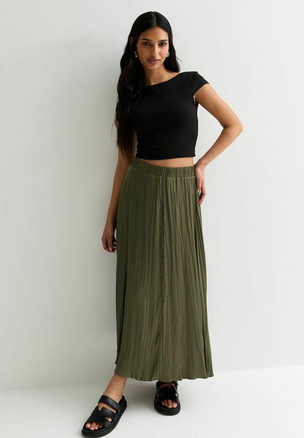 New Look CRINKLE - Pleated skirt - khaki - Zalando 