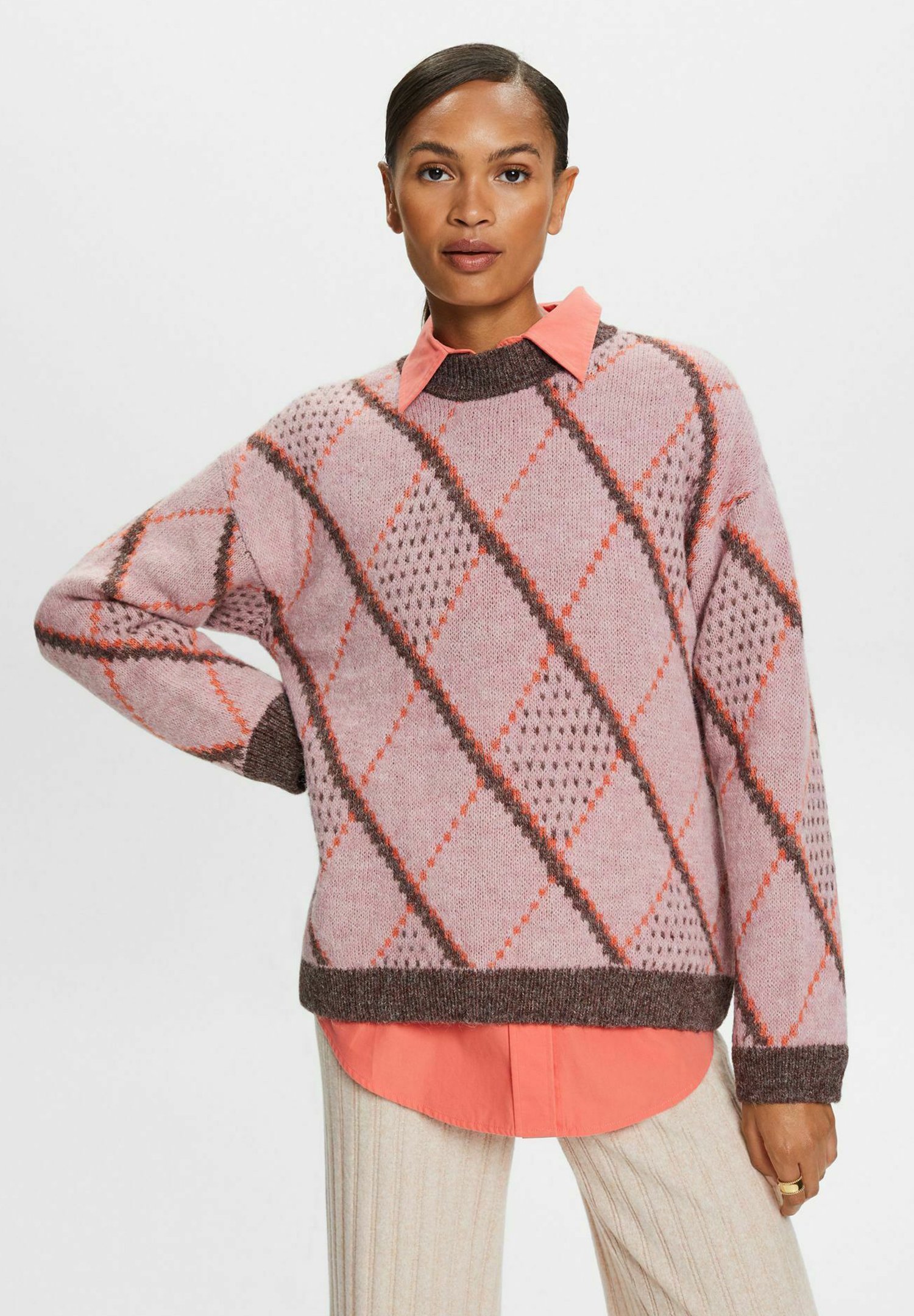 Edc By Esprit MIT ZOPFMUSTER - Pullover - Dark Purple/violet Foncé