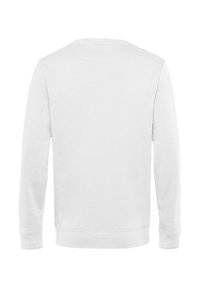 Biała longsleeve bluza z okrągłym dekoltem, ściągaczami przy rękawach i na dole. Materiał wydaje się gładki z delikatną teksturą. Pokazana tylna część.