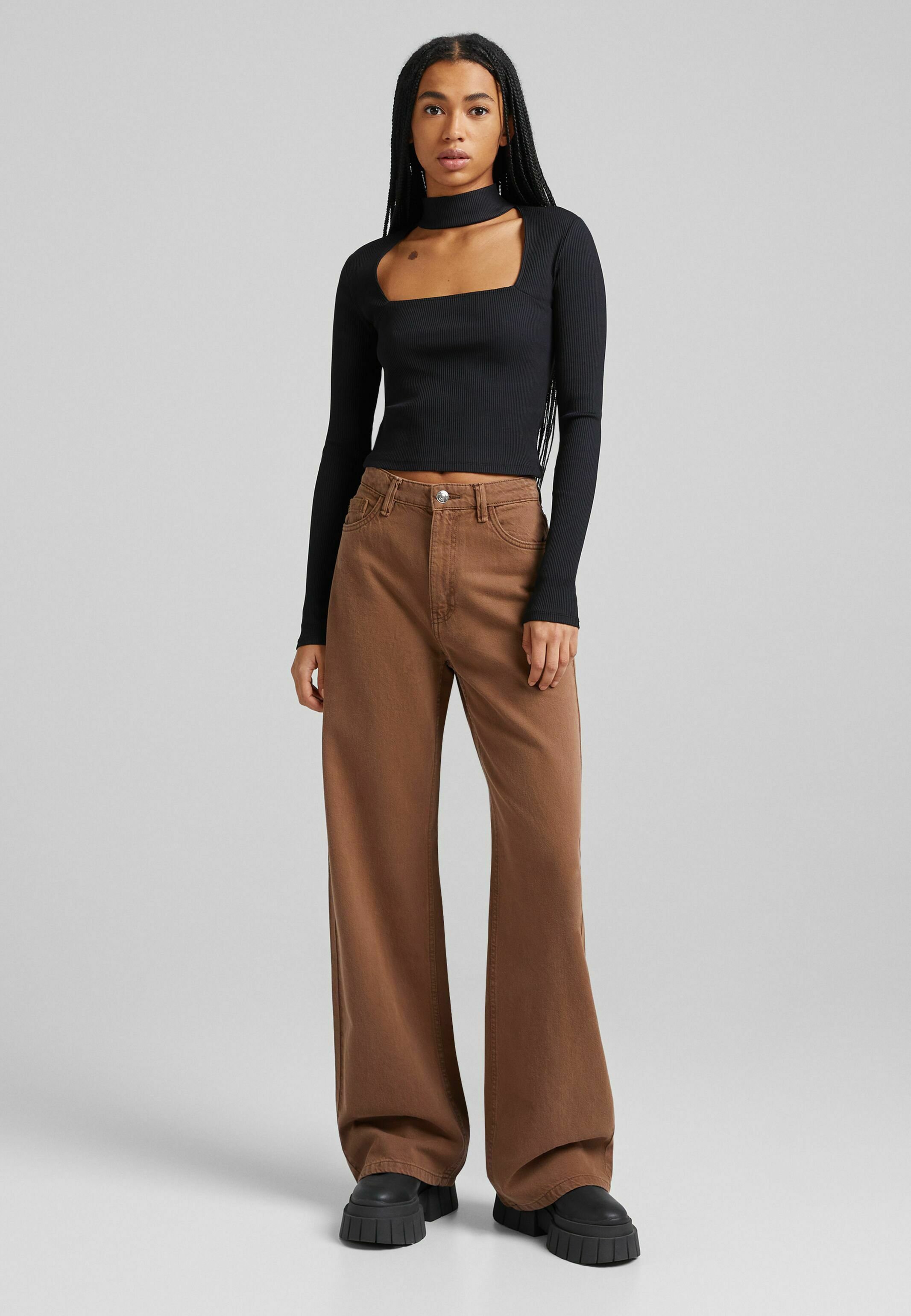 Bershka WIDE LEG - Pantaloni - brown/marrone - Zalando.it