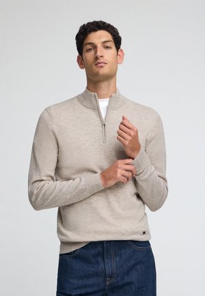 ZIPPER NECK  - Pullover - beige melange