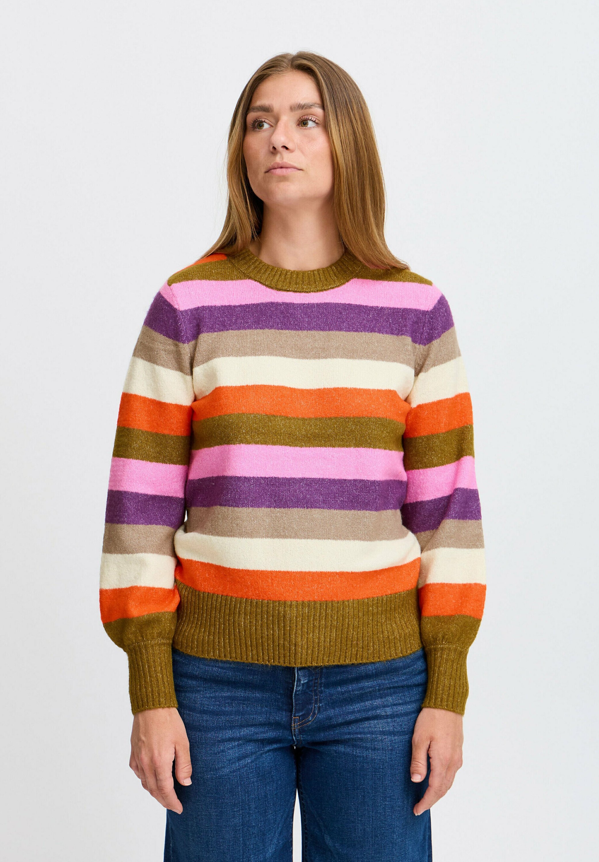売れ筋商品|||イチ ニット&セーター レディース アウター IHEDEN - Jumper - green mix color stripe ICHI IHEDEN - Jumper - green mix color stripe/green - Zalando