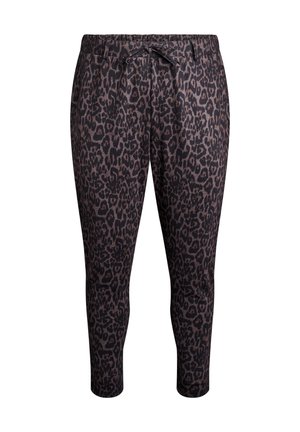 Leopardmuster Leggings mit einem elastischen Bund und verstellbarem Kordelzug. Der Stoff ist glatt und hat eine figurbetonte Silhouette, knöchellange Ausführung.