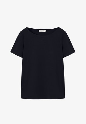 Must lühikeste varrukatega t-särk, valmistatud pehmest puuvillast, millel on ümmargune kaelus ja lõdvestunud lõige. Lihtne disain ilma nähtavate mustrite või aksentideta.