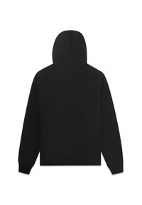 Felpa nera con cappuccio caratterizzata da una consistenza morbida, maniche lunghe e un grande cappuccio. Design semplice e uniforme senza loghi o motivi visibili.