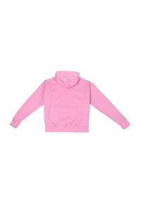 Rosa Kapuzenpullover aus weichem Stoff mit Kängurutasche, gerippten Bündchen und verstellbarem Kapuzenzug, sowie einem taillierten Saum.