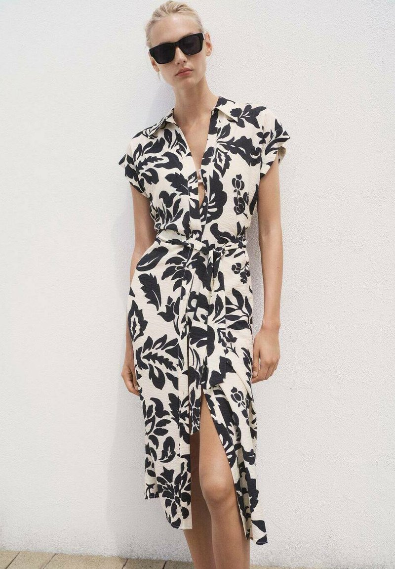 knee length dresses for ladies Yellow Sleeveless Floral Micro Ruffle Trapeze Midi Dress main image 1