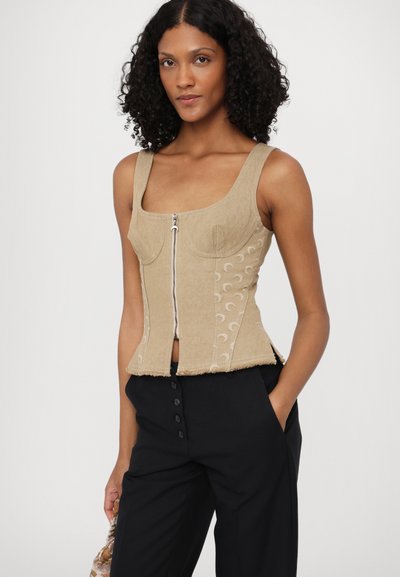 MARINE SERRE MOON CORSET  - Tops - dark beige