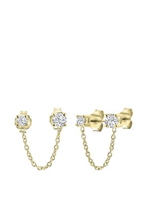 2 ZIRCONIA STONES WITH CONNECTING PIECE - Oorbellen - gold-coloured