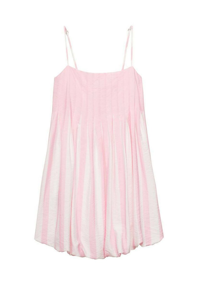Mango SHORT STRIPED BALLOON EFFECT - Robe de jour - light pink/rose ...