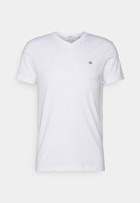 SLIM SHIELD V NECK - Jednoduché tričko - white