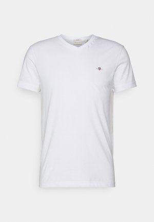 GANT SHIELD V-NECK - T-Shirt basic - white