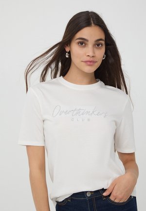 Terranova CON SCRITTA RICAMATA IN LUREX - T-shirt basic - bianco lana