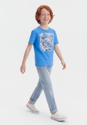 Lindex WAVY MONSTER - Print T-shirt - dusty blue