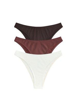 THE SET, HIGH LEG FIT - 3 PACK BIKINI BOTTOMS . - Bas de bikini - brown chocolate cream