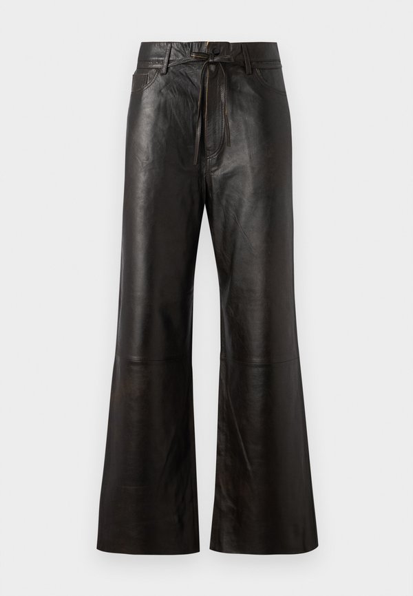 ELIJAH - Leather trousers - espresso4