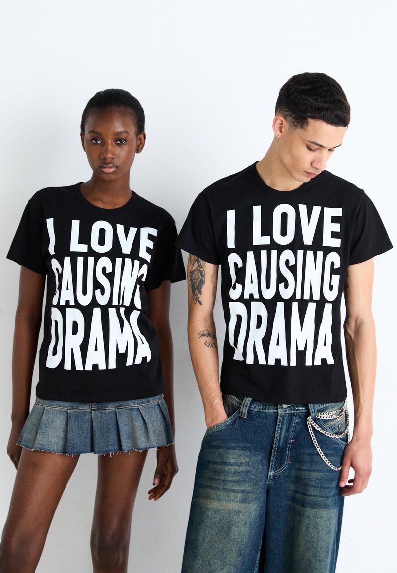 Jaded London DRAMA SLOGAN TEE UNISEX - Marškinėliai su spaudiniu - black