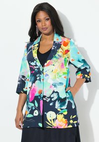 Ulla Popken FLORAL WATERCOLOR - Halflange jas - medium blue
