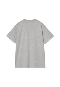 Szara, oversize'owa koszulka, krótki rękaw, okrągły dekolt, wykonana z miękkiej bawełny, o prostym designie, bez widocznych wzorów ani akcentów.