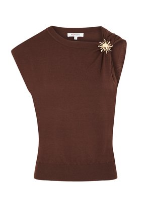 Morgan, MORGAN MORGAN SLEEVELESS ASYMMETRIC TOP - T-shirt print - marron foncé