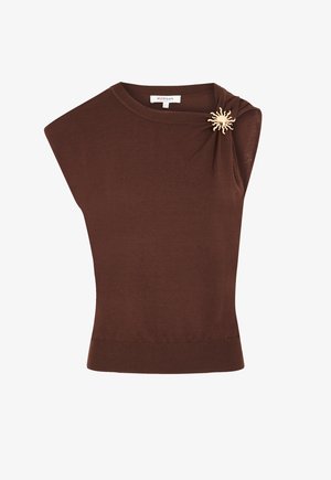 Morgan, MORGAN MORGAN SLEEVELESS ASYMMETRIC TOP - Print T-shirt - marron foncé