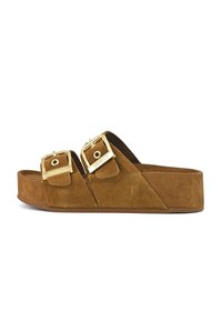 Šľapky na opätku - camel
