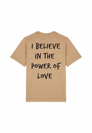 POWER OF LOVE BACK HEAVYWEIGHT - Print T-shirt - washed beige
