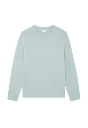 Felpa azzurra chiara realizzata in materiale morbido. Presenta un colletto rotondo, maniche lunghe e polsini e orlo a coste. Design minimalista.