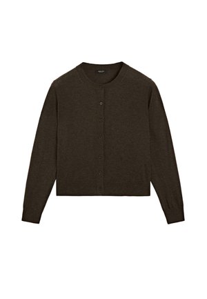 WITH CREW NECK - Strickjacke - mottled dark brown