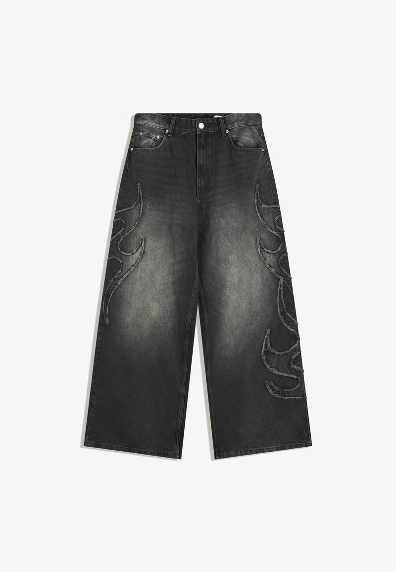 Bershka BAGGY WITH PATCH Jeans loose fit black/nero