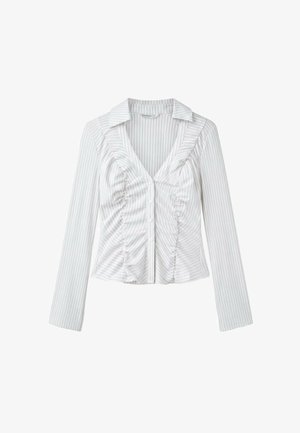 Stradivarius, GATHERED V-NECK SHIRT - Chemisier - beige