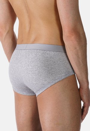 Graue Boxershorts aus weichem, dehnbarem Stoff. Der Bund ist hellgrau, mit einer glatten Textur und ohne sichtbare Muster oder Logos.