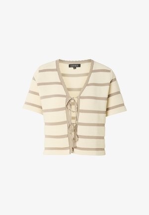 Estelou, STRIPE CARDIGAN - Chaqueta de punto - beige taupe