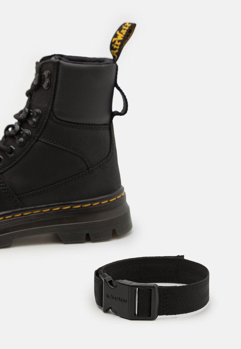 Dr. Martens Black Leather Lace-Up Combs Boots with Yellow Stitching Amazon.com | Dr. Martens Womens Combs W 6 Tie Boot, Black, 5  main image 2