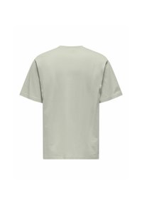 Lichtgrijze, kortebloes t-shirt gemaakt van zachte katoen. Eenvoudige, ontspannen pasvorm met een ronde halslijn en geen zichtbare graphics of accenten.