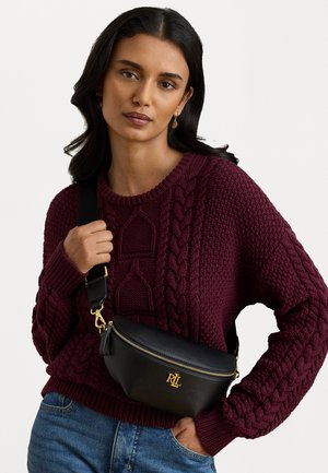 Lauren Ralph Lauren LEATHER MARCY BELT BAG - Schoudertas - black