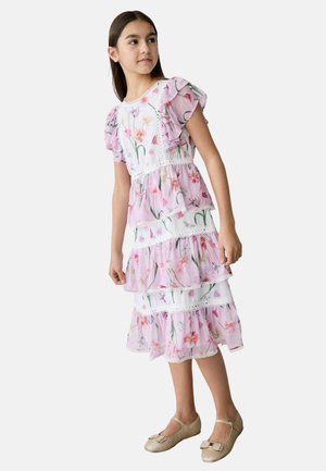 REGULAR FIT - FLORAL TIERED MIDI  - Freizeitkleid - pink