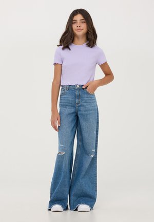 Terranova CROP A COSTINE - T-shirt basic - lilla scuro