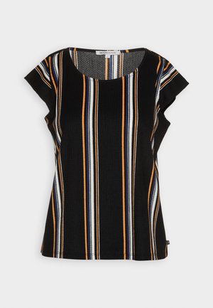 TOM TAILOR DENIM CAPSLEEVES - Μπλουζάκι με στάμπα - black/multi-coloured
